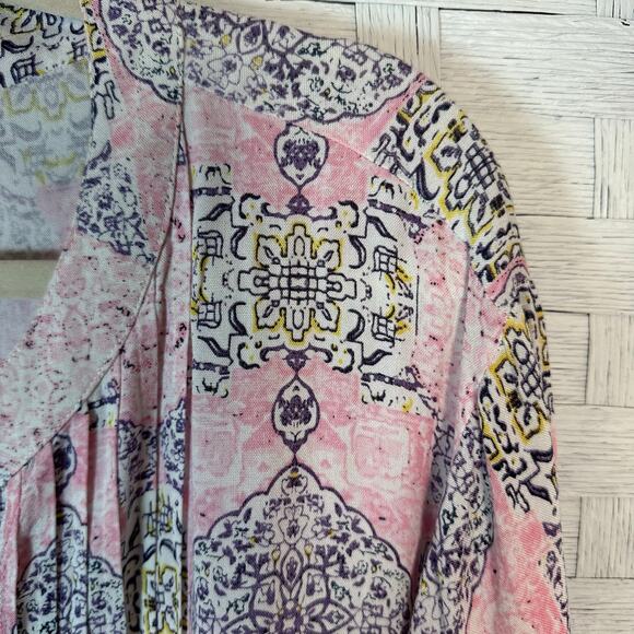 LA Cera tunic blouse pen tuck pleading pink purple feminine bohemian plus size - Picture 4 of 10